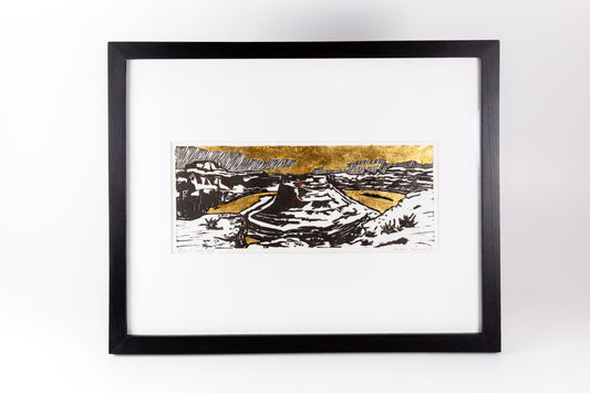 "Black & Gold" Original Linocut Print